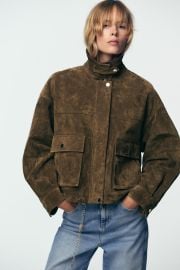 100 Leather Bomber Jacket at Zara