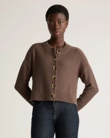 100 Organic Cotton Cropped Cardigan in Heather Brown at Quince
