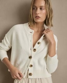 100 Organic Cotton Cropped Cardigan in Ivory at Quince