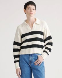 100 Organic Cropped Cotton Polo Sweater at Quince