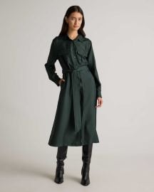100 Silk Twill Utility Shirt Dress in Forest Green at Quince