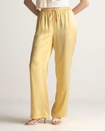 100 Washable Silk Drawstring Wide Leg Pants in Butter Yellow at Quince