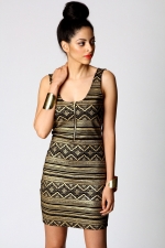 Aztec printed bodycon dress at Boohoo