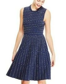 1190 NEW Lela Rose Speckled Tweed Flare Hem Knit Dress Navy Blue Fitted M eBay at eBay