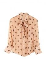 Apricot coloured pussybow blouse at Romwe