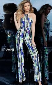 1194 Multi Color Sequin Sleeveless Jumpsuit by Jovani at Jovani