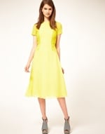 Yellow midi length tea dress at Asos