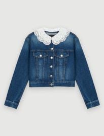 121BRENDA Denim jacket with embroidered collar - Coats  Jackets - com at Maje