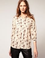 Long sleeve horse print blouse at Asos