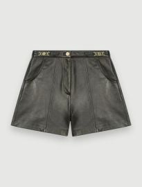 122IMORI Leather shorts with gold-tone hardware - Skirts Shorts - com at Maje