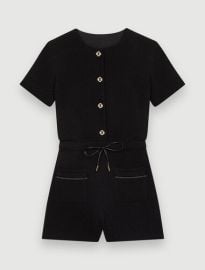 122IZOLA Black tweed playsuit - Jumpsuits Rompers - com at Maje