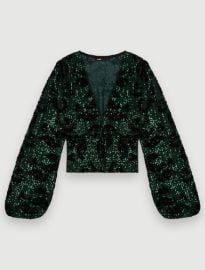 122LILETIE Top with full sequin embellishment - Tops Shirts - com at Maje