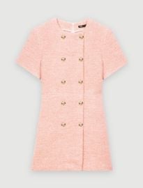 122RIROSILA Pink and ecru marl tweed dress - Dresses - com at Maje