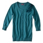 Teal cardigan with flowers at Target