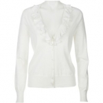 White cardigan with ruffle details at Amazon