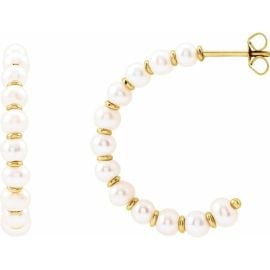 14K Yellow Cultured Freshwater Pearl Hoop Earrings  302 Fine Jewelry at 302 Fine Jewelry