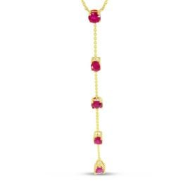 14K Yellow Gold 5-Stone Ruby Lariat Necklace P4472-18-07 John Herold Jewelers Randolph NJ at John Herold Jewelers