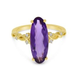 14K Yellow Gold Amethyst North 2 South Elongated Oval Ring Segners Jewelers Fredericksburg TX at Segners Jewelers