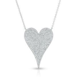 14KT White Gold Diamond Large Modern Pave Heart Necklace Anne Sisteron at Anne Sisteron