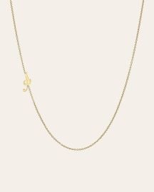 14k Gold Script Initial Asymmetrical Necklace at Zoe Lev