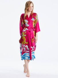 16 Momme Silk Dragon Long Kimono Robe FS135 - 15900  Freedomsilk Mulberry Silk Store at Freedom Silk