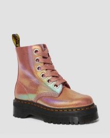 1651 Molly Iridescent Leather Platform Pink Boots by Doc Martens at Dr Martens