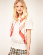 Cream and coral scarf by Chloe at Asos