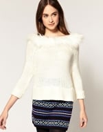 White sweater with fur collar at Asos