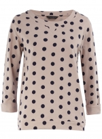 Grey polka dot long sleeve top at Dorothy Perkins