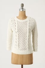 White knit sweater at Anthropologie