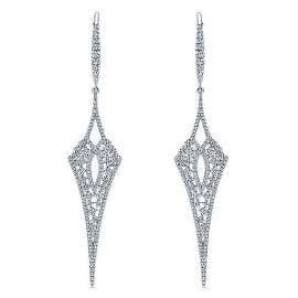 18K White Gold Long Diamond Kite Drop Earrings  EG12983W84JJ at Gabriel & Co