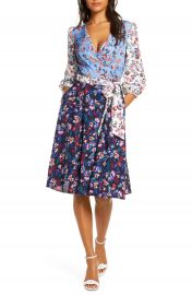 1901 Colorblock Floral Faux Wrap Dress   Nordstrom at Nordstrom