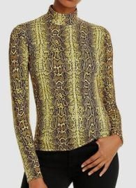 197 Fore USA Women Yellow Snake Print Stretch Mock-Neck Long-Sleeve Top Tee XS eBay at eBay