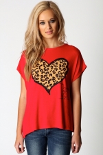 Red top with leopard pattern on it like Pennys at Boohoo