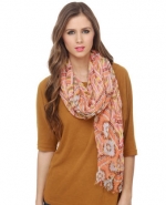 Peach patterned scarf at Lulus