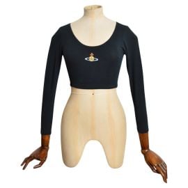 1992 Vivienne Westwood Sock Shop Black Orb detailed long sleeve Crop Top at 1stDibs at 1st Dibs