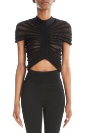 1Alaïa Semisheer Ruched Knit Mesh Crop Top at Nordstrom