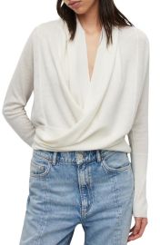 1AllSaints Wasson Rib Open Front Wool Cardigan at Nordstrom