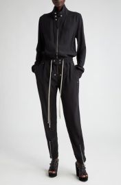 1Rick Owens Bauhaus Flight Long Sleeve Tie Waist Jumpsuit at Nordstrom