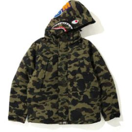 1ST CAMO SHARK SNOWBOARD DOWN JACKET MENS  usbapecom at Bape