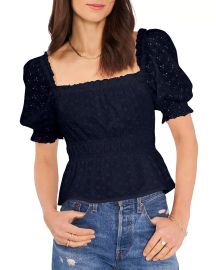 1STATE Eyelet Puff Sleeve Top   Bloomingdales at Bloomingdales