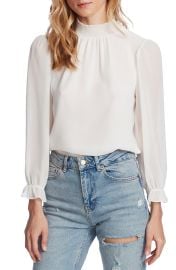 1STATE Smocked Neck Long Sleeve Blouse at Nordstrom