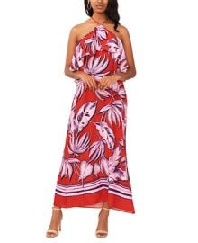 1STATE Womens Tropical Print Ruffled Halter Neck Maxi Dress - Macys at Macys