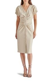 1Steve Madden Arin Ruched Faux Leather Snap Front Dress at Nordstrom