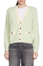 1sandro Almon Pointelle Pattern Wool Cashmere Blend Cardigan at Nordstrom