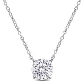 2 CT DEW Lab Created Moissanite Solitaire Necklace in Sterling Silver at Created Forever