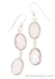 2 Stone Rose Quartz Earrings at Arte Designs