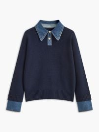 2 in 1 Panel Lapel Sweater COMMENSE at Commense