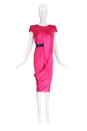 2007 Alexander McQueen Pink Silk Draped Dress Rachel Zabar Vintage at RZ Vintage