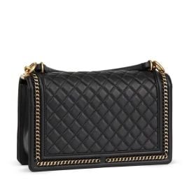 2017 Chanel Black Quilted Lambskin New Medium Le Boy With Handle at 1stDibs at 1st Dibs